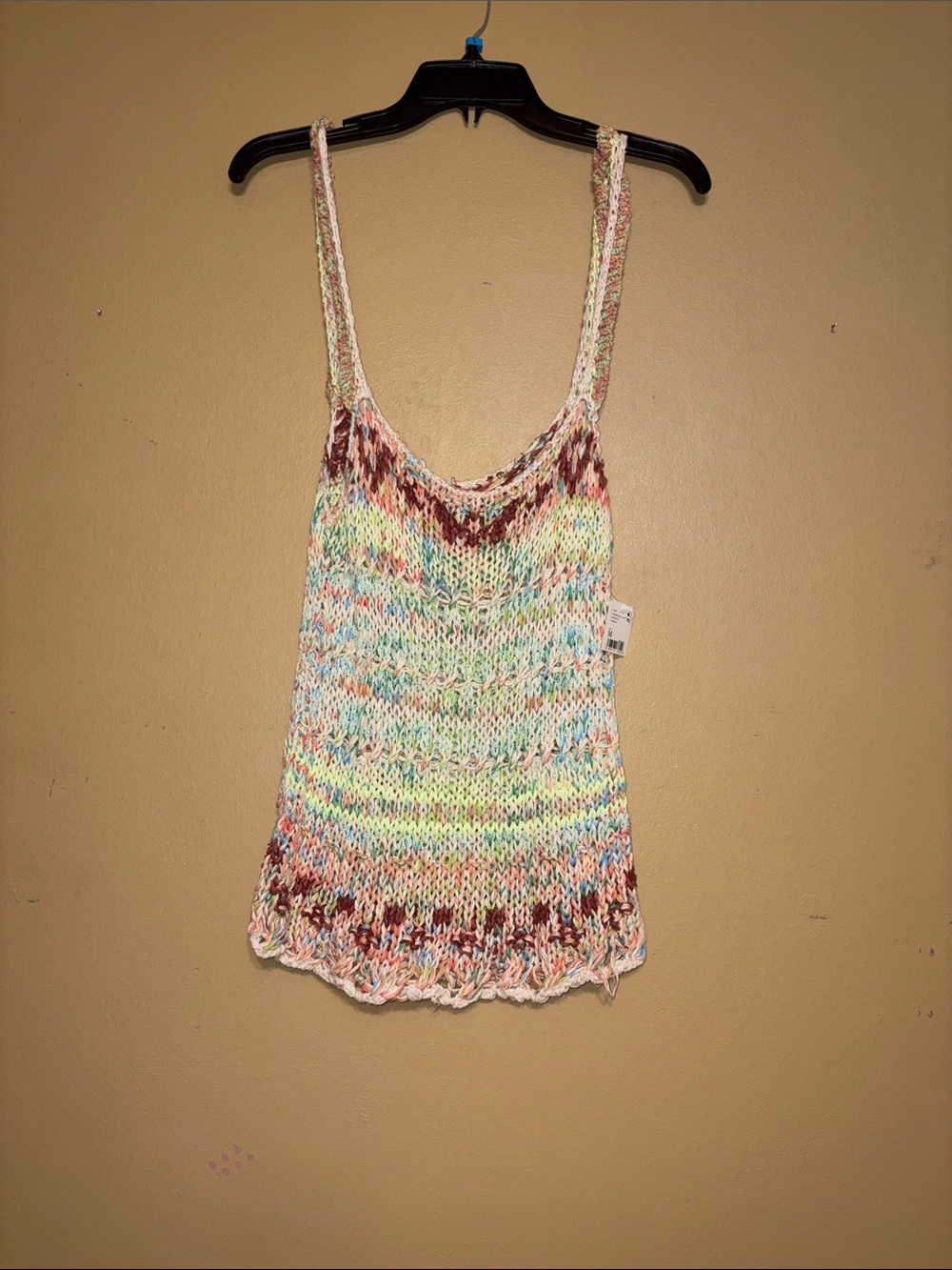NWT Free People Medium Women’s Boho Knit Tank Top Candied Dream Combo Acrylic